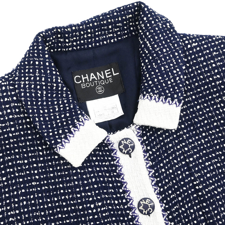 Chanel Setup Suit Jacket Skirt Navy 96C #38 185401