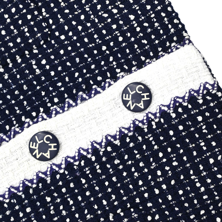 Chanel Setup Suit Jacket Skirt Navy 96C #38 185401