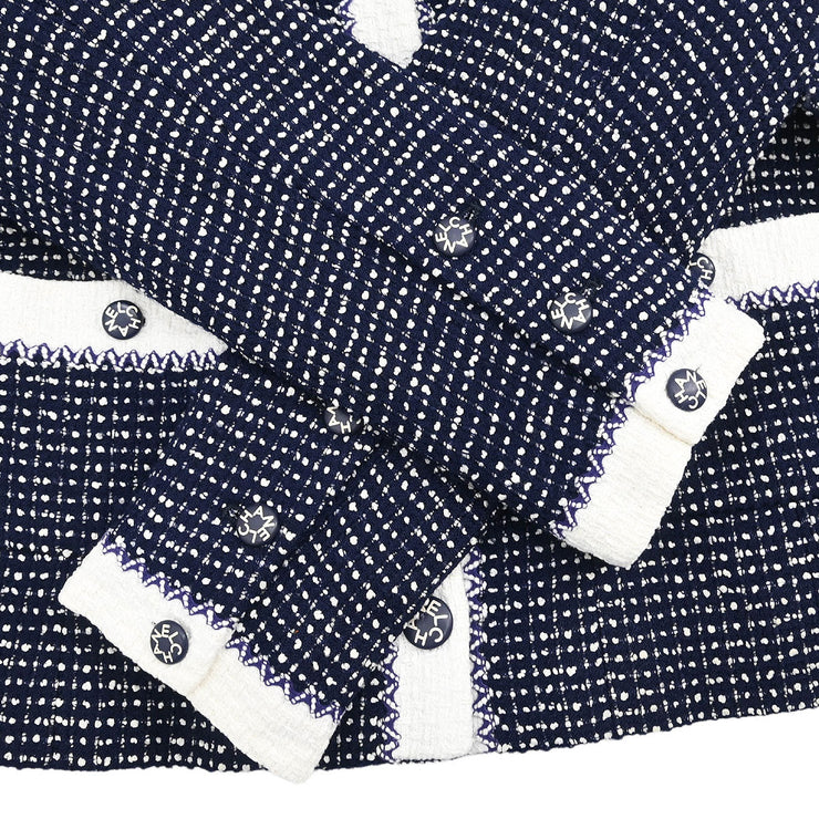 Chanel Setup Suit Jacket Skirt Navy 96C #38 185401