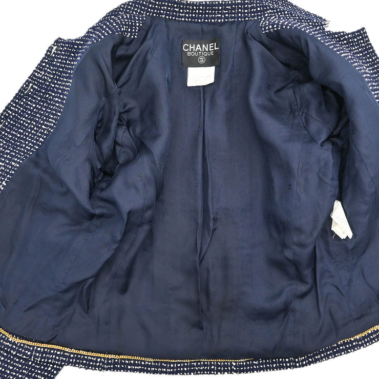 Chanel Setup Suit Jacket Skirt Navy 96C #38 185401