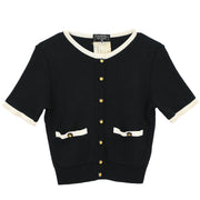 Chanel Short Sleeve Cardigan Black #38 185405