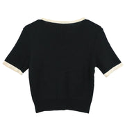 Chanel Short Sleeve Cardigan Black #38 185405