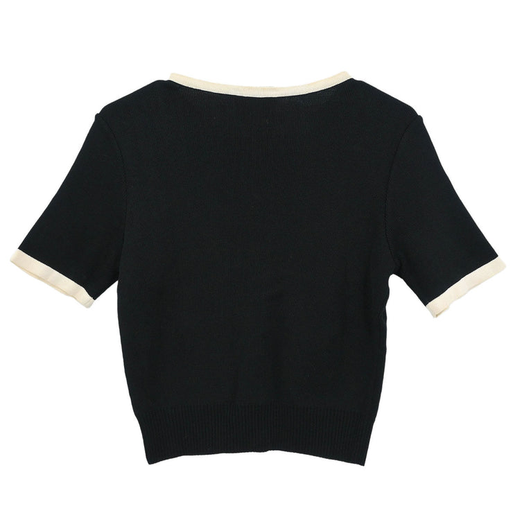 Chanel Short Sleeve Cardigan Black #38 185405