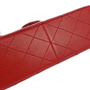 Chanel Red Lambskin Classic Square Flap Shoulder Bag 20 185707
