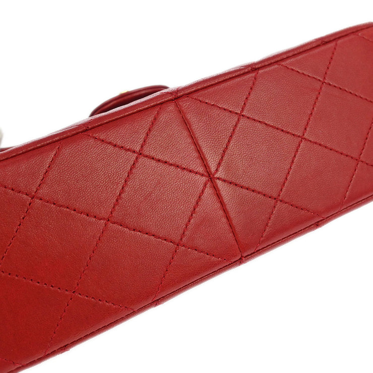 Chanel Red Lambskin Classic Square Flap Shoulder Bag 20 185707
