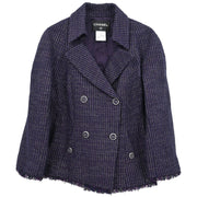 Chanel Double Breasted Jacket Navy 08P #46 185997