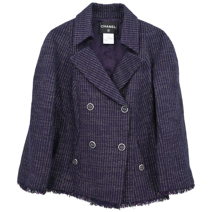 Chanel Double Breasted Jacket Navy 08P #46 185997