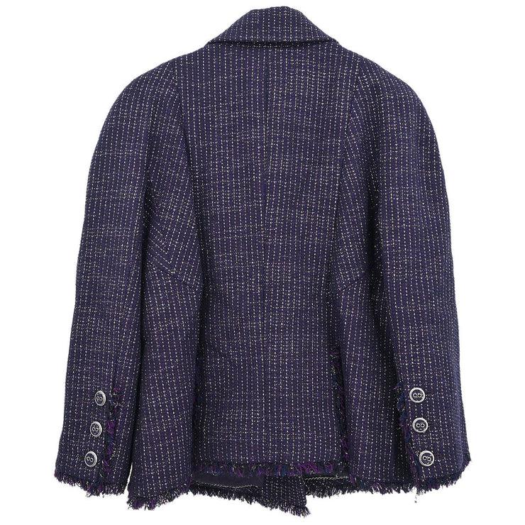 Chanel Double Breasted Jacket Navy 08P #46 185997