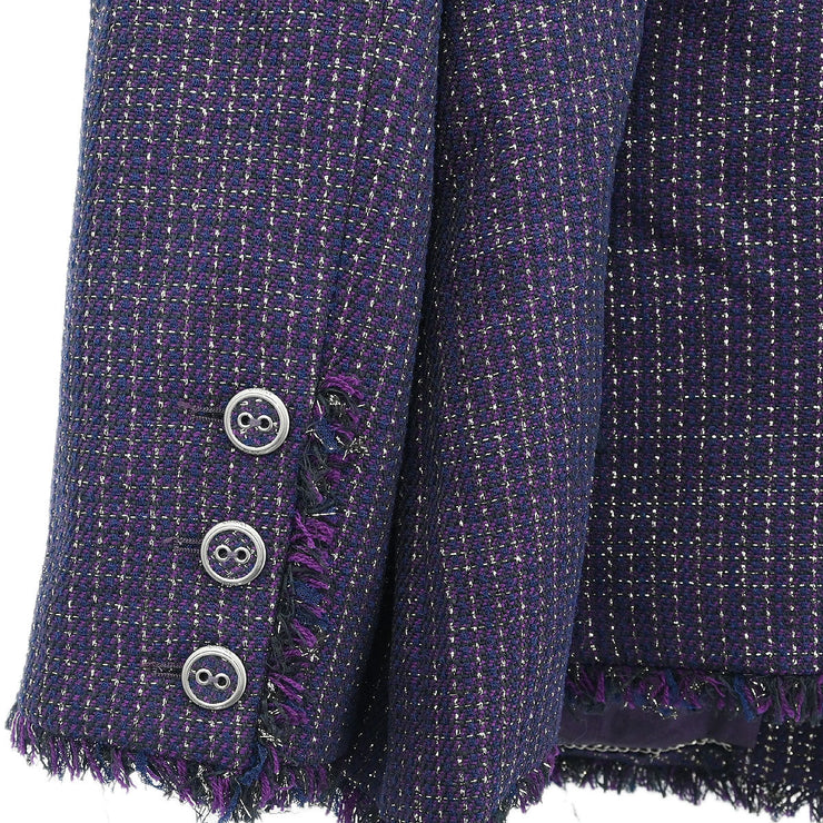 Chanel Double Breasted Jacket Navy 08P #46 185997