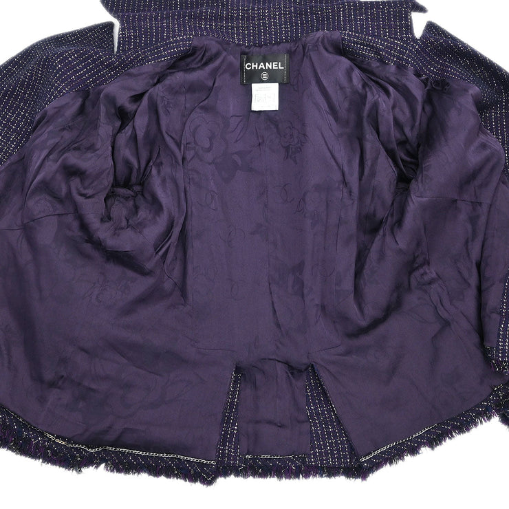 Chanel Double Breasted Jacket Navy 08P #46 185997