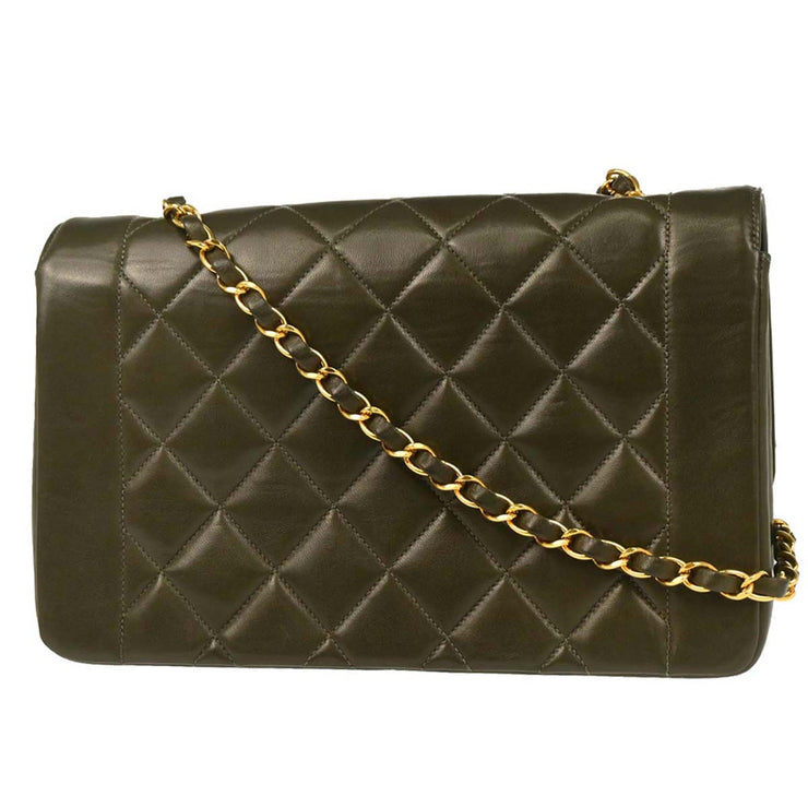 Chanel Dark Green Lambskin Medium Diana Shoulder Bag 186135
