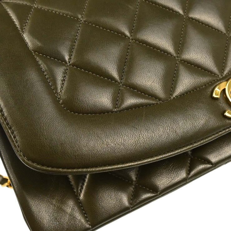 Chanel Dark Green Lambskin Medium Diana Shoulder Bag 186135