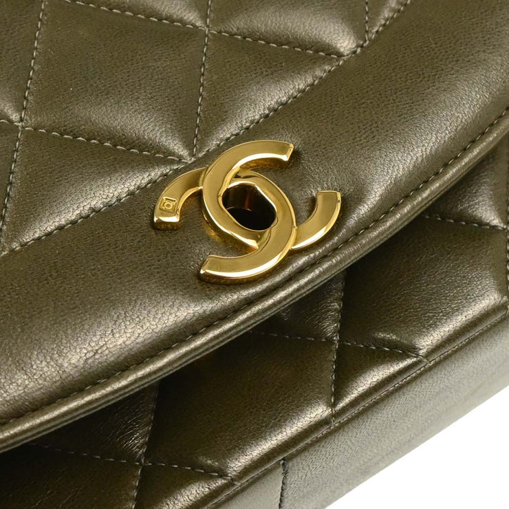 Chanel Dark Green Lambskin Medium Diana Shoulder Bag 186135