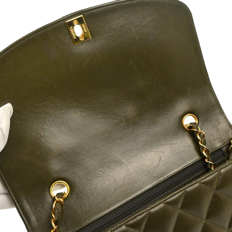 Chanel Dark Green Lambskin Medium Diana Shoulder Bag 186135