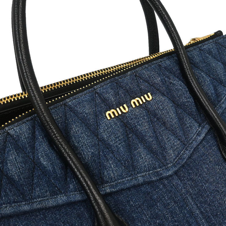 Miu Miu Blue Denim Biker 2way Handbag 31/Y 186358