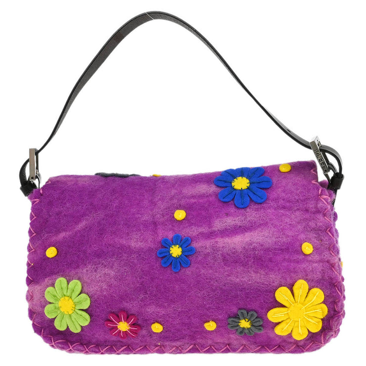 Fendi Purple Wool Baguette Handbag 368626424099 186414