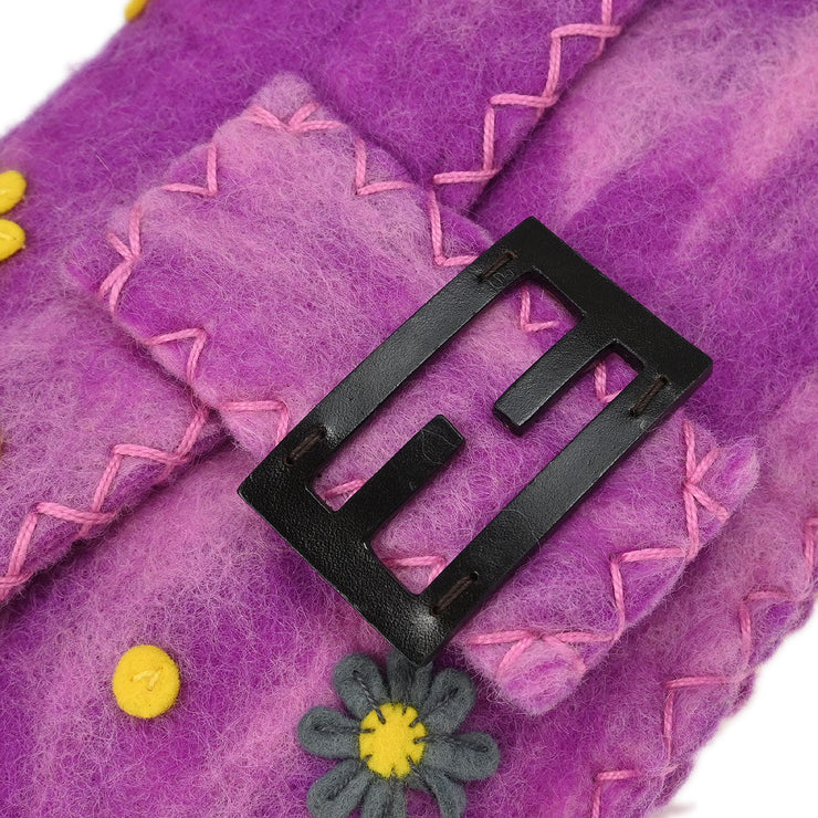 Fendi Purple Wool Baguette Handbag 368626424099 186414