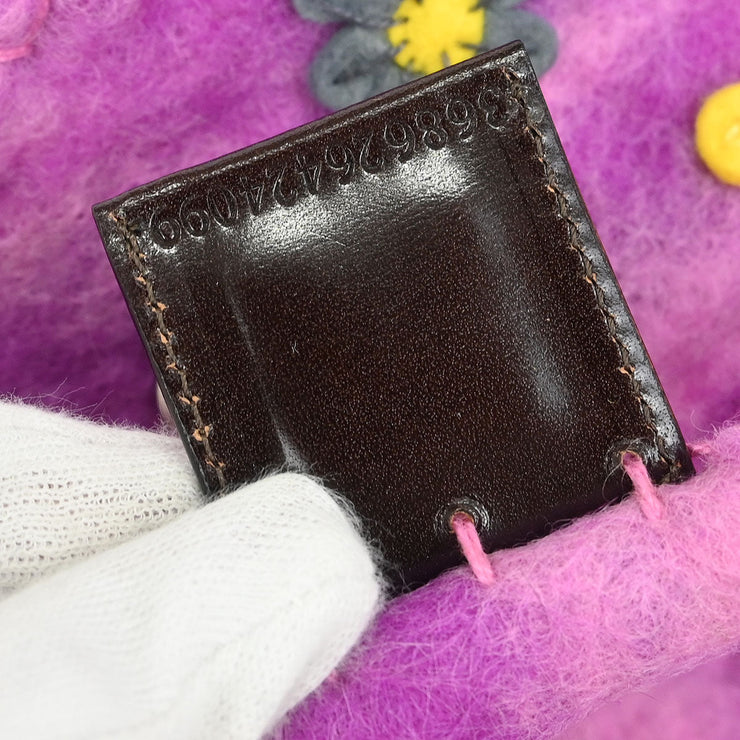 Fendi Purple Wool Baguette Handbag 368626424099 186414