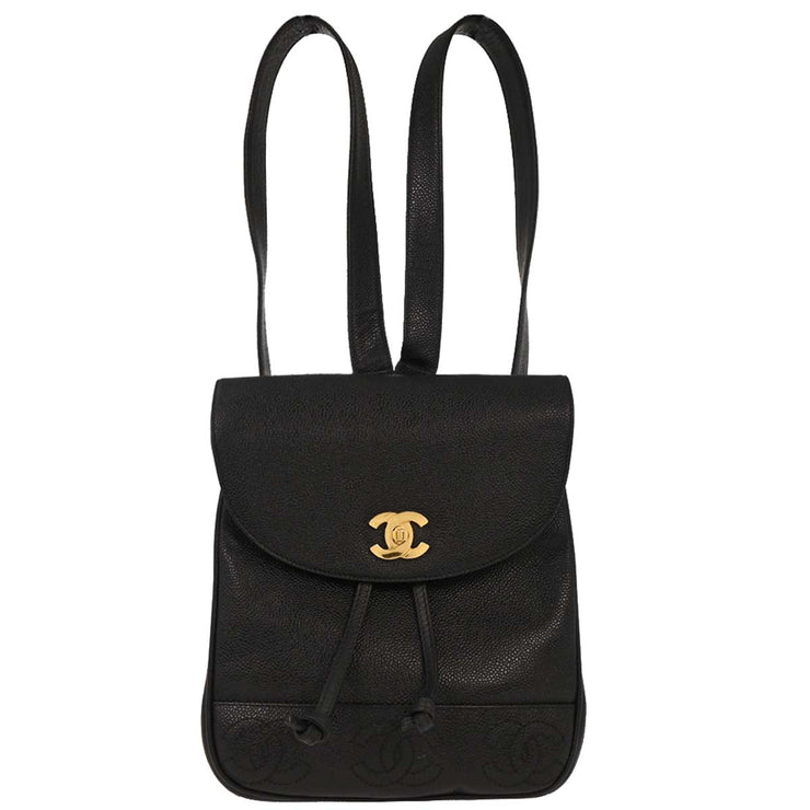 Chanel Black Calfskin Triple CC Backpack 186466