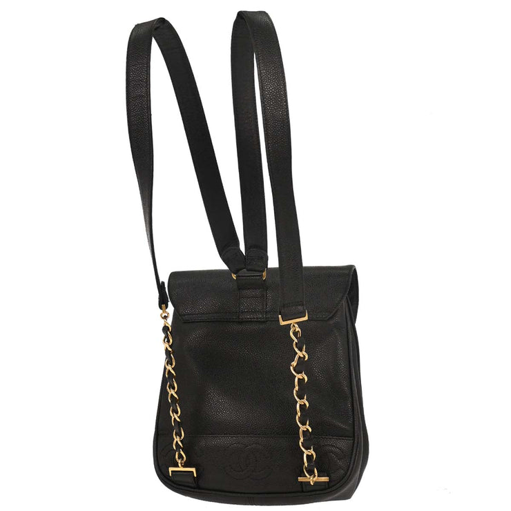 Chanel Black Calfskin Triple CC Backpack 186466