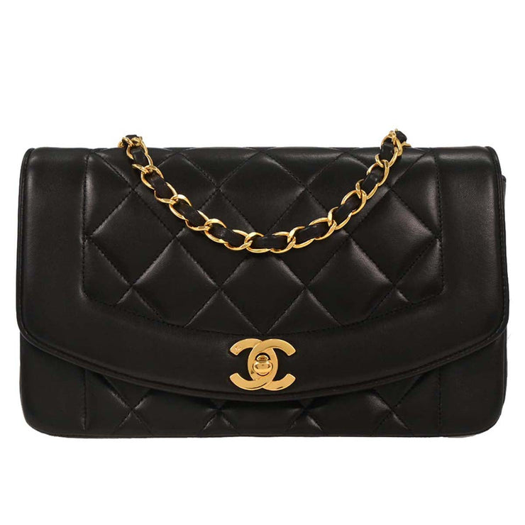 Chanel Black Lambskin Small Diana Shoulder Bag 186467