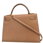 Hermes Natural Courchevel Kelly 32 Sellier 2way Handbag 24 Circle:W 186506