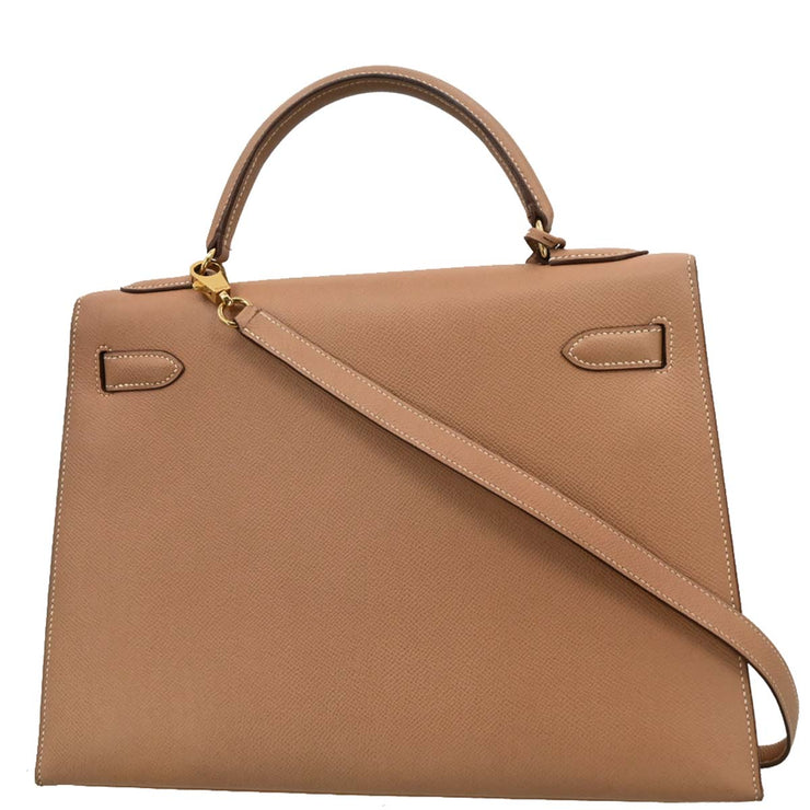 Hermes Natural Courchevel Kelly 32 Sellier 2way Handbag 24 Circle:W 186506