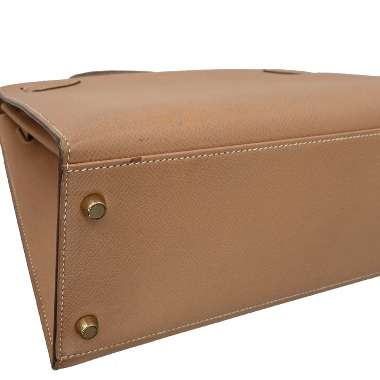 Hermes Natural Courchevel Kelly 32 Sellier 2way Handbag 24 Circle:W 186506