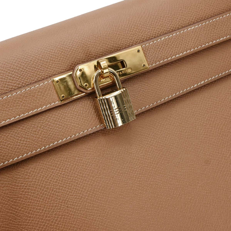 Hermes Natural Courchevel Kelly 32 Sellier 2way Handbag 24 Circle:W 186506