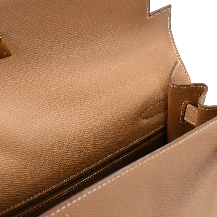 Hermes Natural Courchevel Kelly 32 Sellier 2way Handbag 24 Circle:W 186506