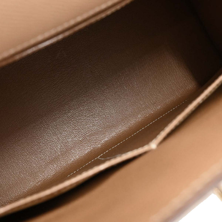 Hermes Natural Courchevel Kelly 32 Sellier 2way Handbag 24 Circle:W 186506