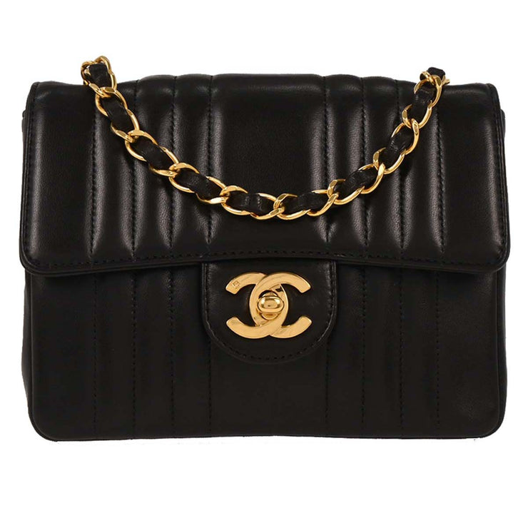 Chanel Black Lambskin Mini Classic Square Flap Shoulder Bag 17 186558