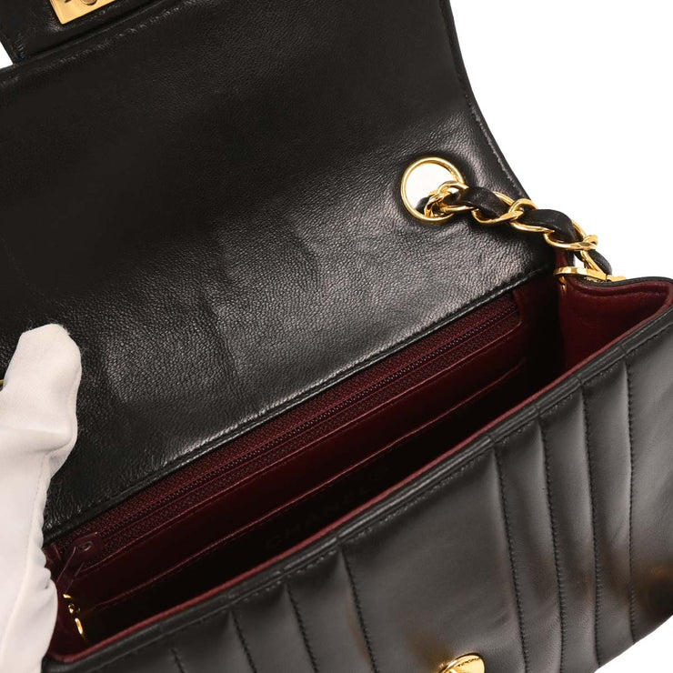 Chanel Black Lambskin Mini Classic Square Flap Shoulder Bag 17 186558