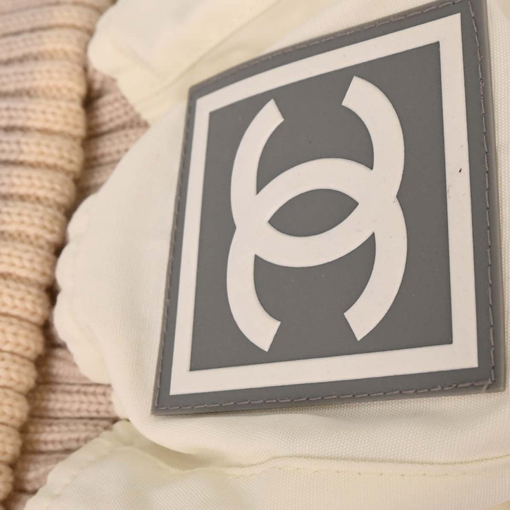 Chanel White Sport Line Knit Cap #M Small Good 186580