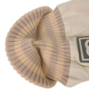 Chanel White Sport Line Knit Cap #M Small Good 186580