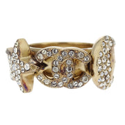Chanel Ring Gold Rhinestone Star CC Crescent Moon #50 17B 186593