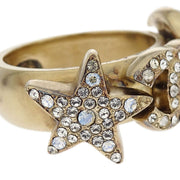 Chanel Ring Gold Rhinestone Star CC Crescent Moon #50 17B 186593
