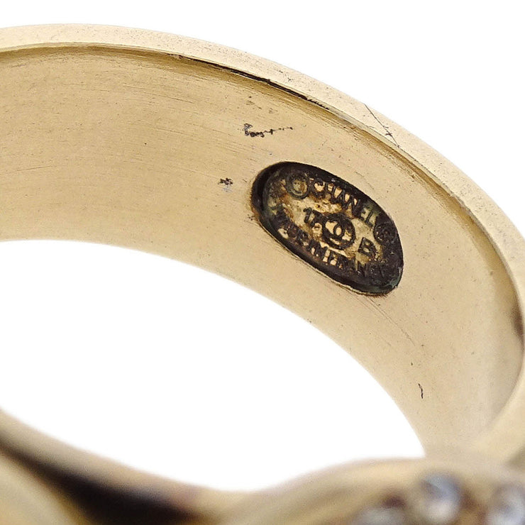 Chanel Ring Gold Rhinestone Star CC Crescent Moon #50 17B 186593