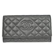 Chanel Silver Lambskin Long Wallet 186609