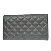 Chanel Silver Lambskin Long Wallet 186609