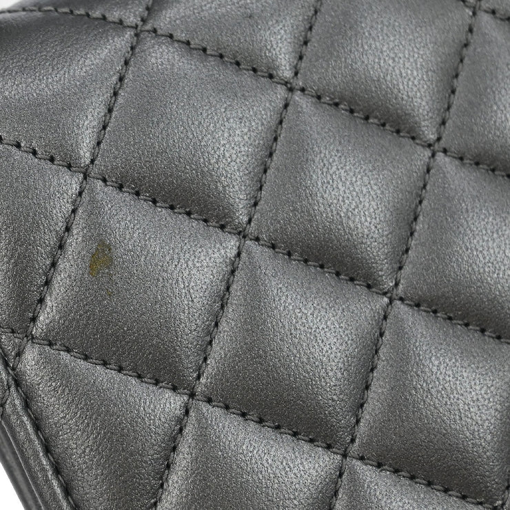 Chanel Silver Lambskin Long Wallet 186609