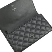 Chanel Silver Lambskin Long Wallet 186609
