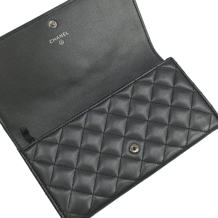 Chanel Silver Lambskin Long Wallet 186609