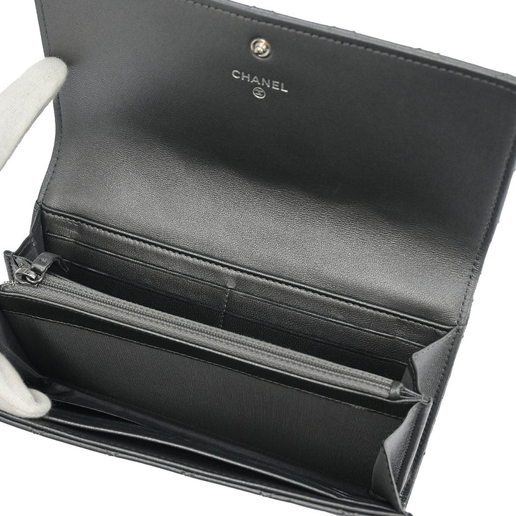 Chanel Silver Lambskin Long Wallet 186609