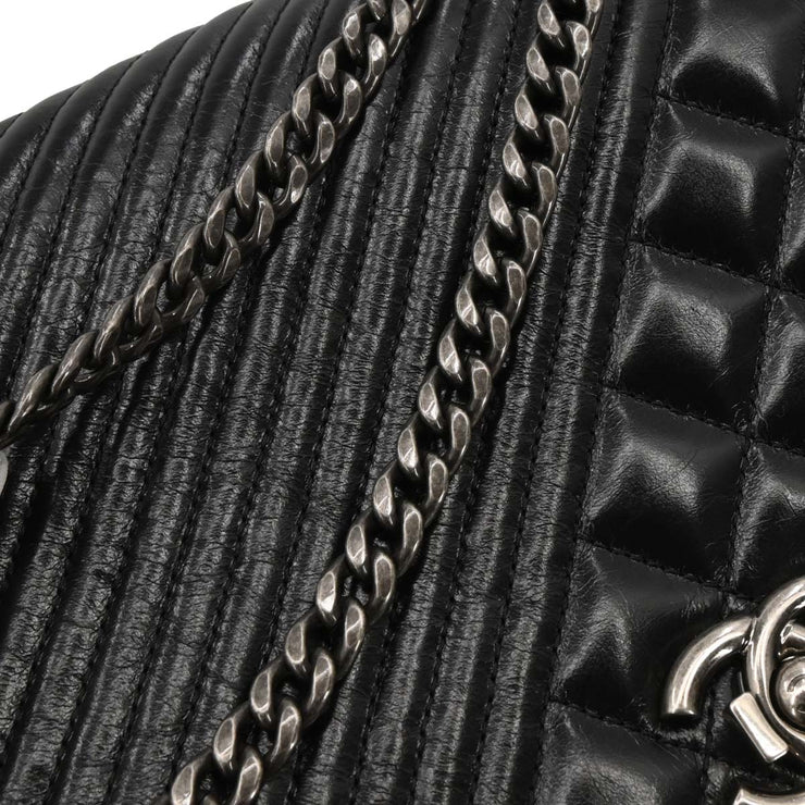 Chanel Black Calfskin Coco Boy Flap Shoulder Bag 186722