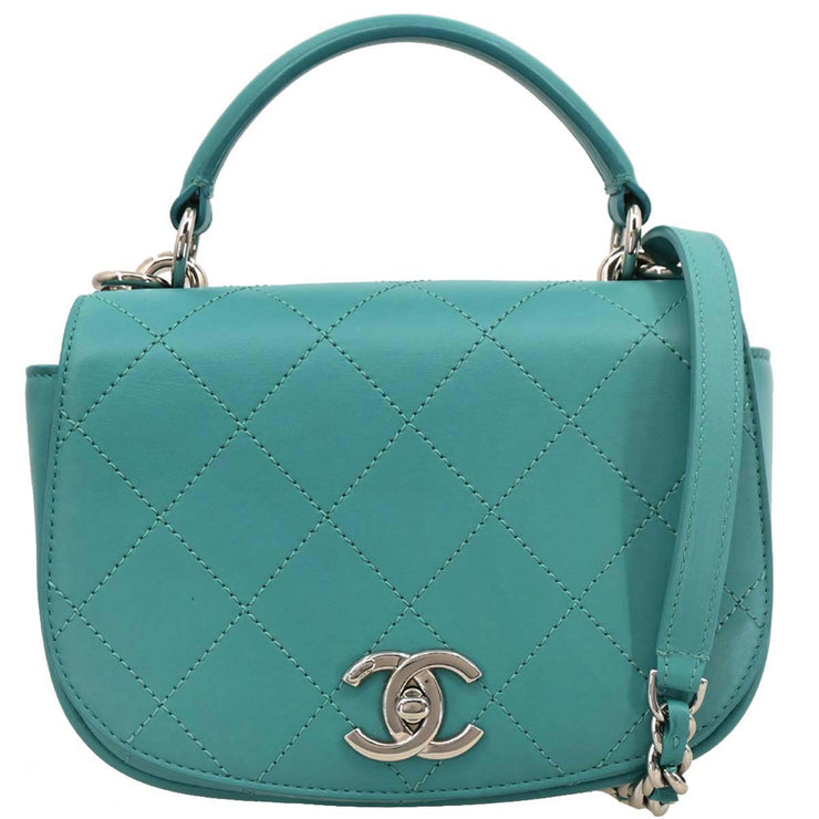 Chanel Emerald Green Calfskin Ring My Bag 2way Handbag 186727