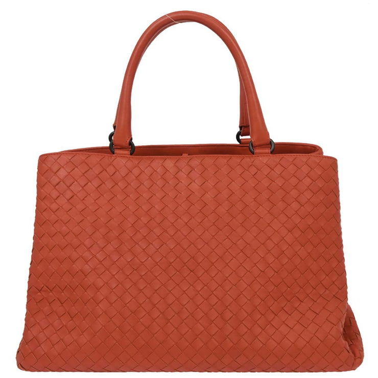 Bottega Veneta Vermilion Red Leather Intrecciato Tote Handbag B00027457S 186734