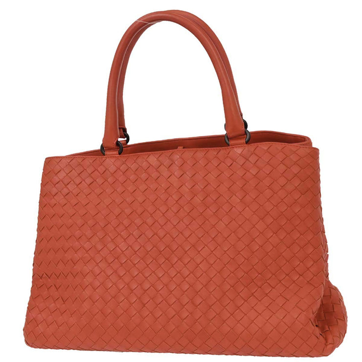 Bottega Veneta Vermilion Red Leather Intrecciato Tote Handbag B00027457S 186734