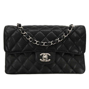 Chanel Black Calfskin Small Classic Double Flap Shoulder Bag 186759