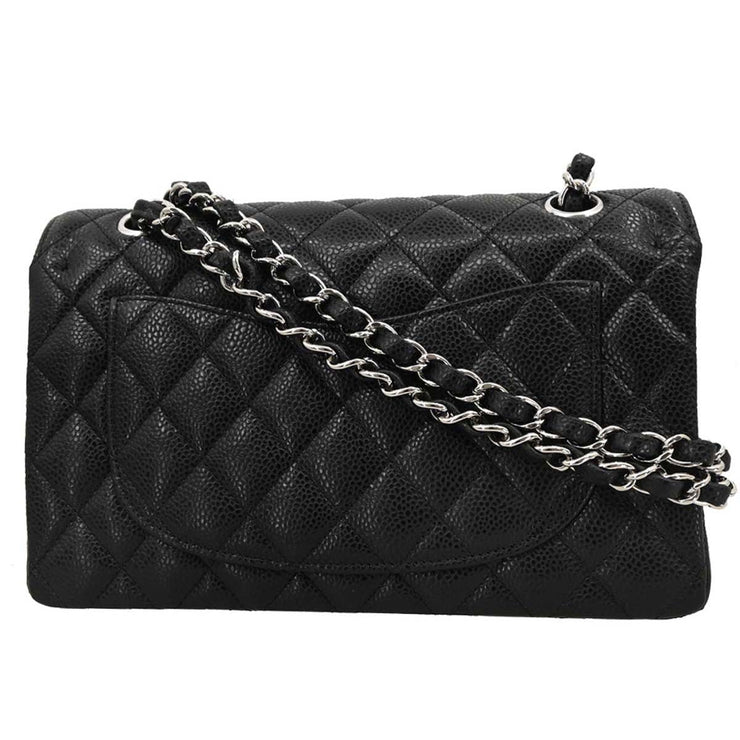 Chanel Black Calfskin Small Classic Double Flap Shoulder Bag 186759